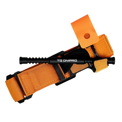 TQ DNIPRO Gen. 2 hemostatic tourniquet in high-visibility orange