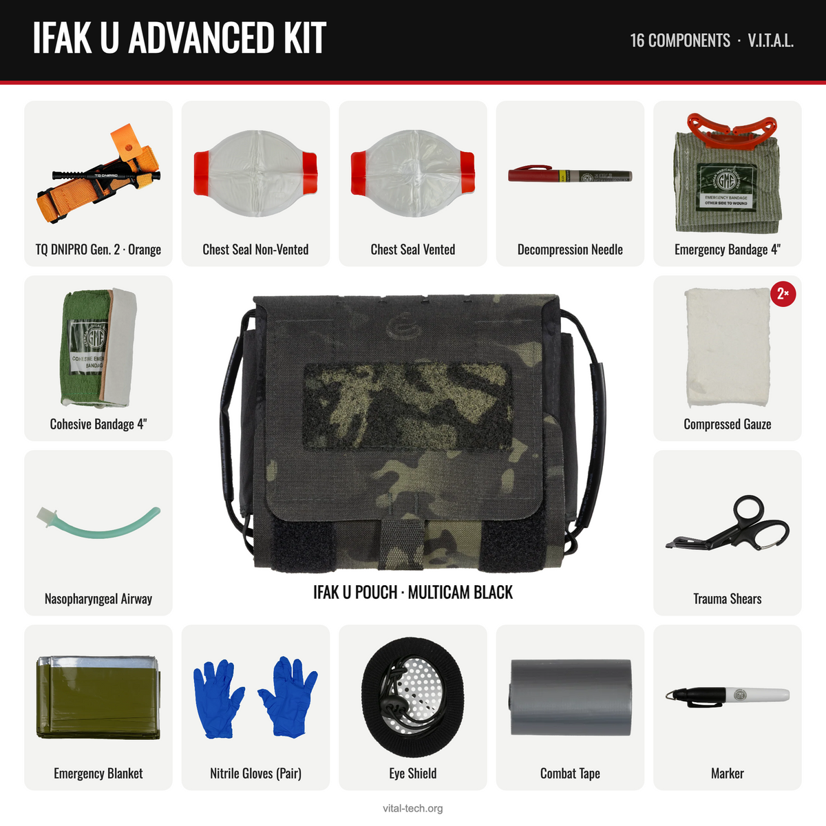 IFAK U ADVANCED KIT – Multicam Black / TQ Orange