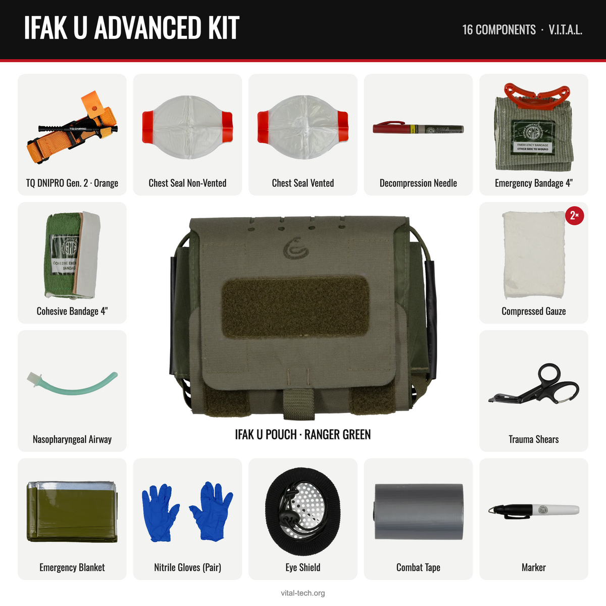 IFAK U ADVANCED KIT – Ranger Green / TQ Orange