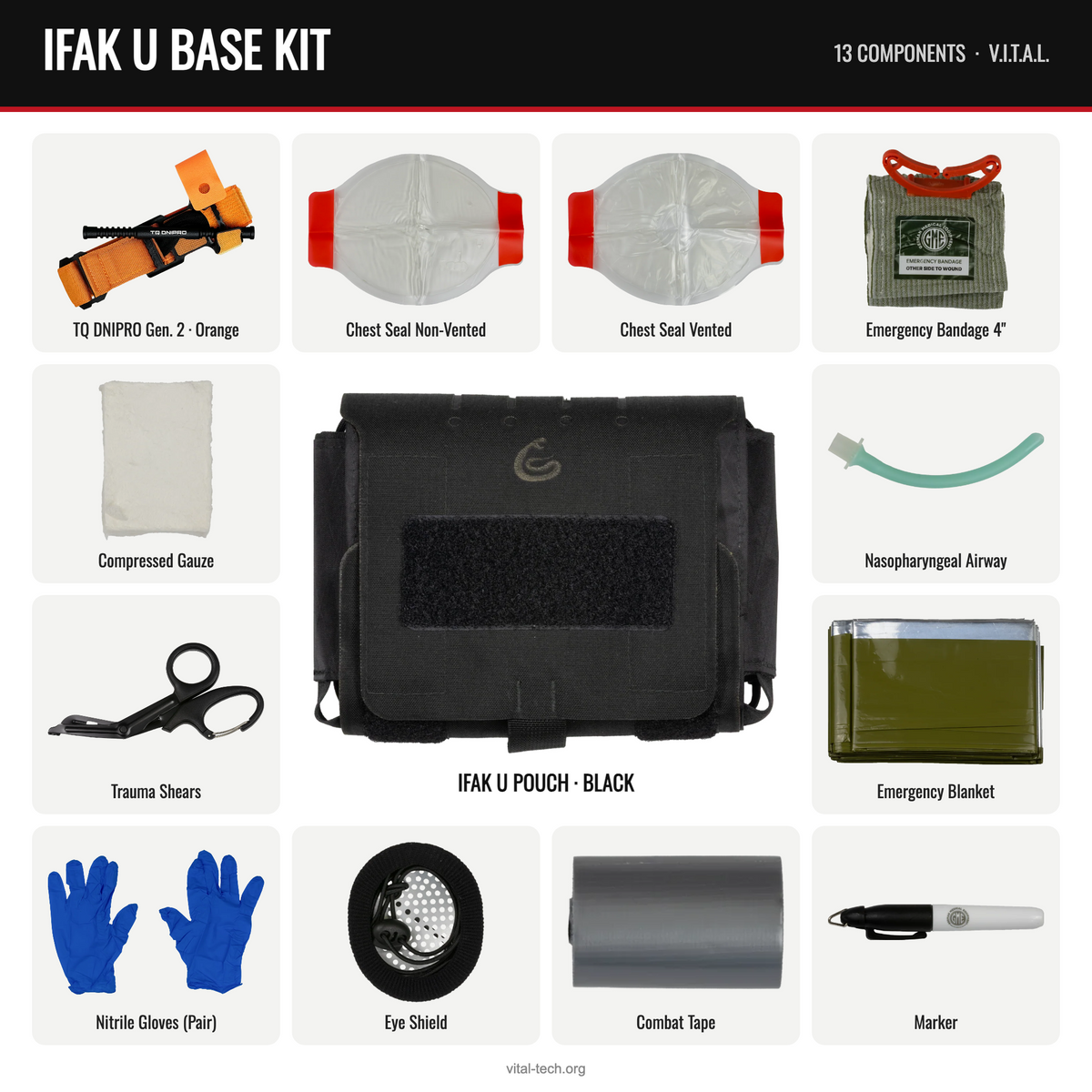 IFAK U BASE KIT – Black / TQ Orange