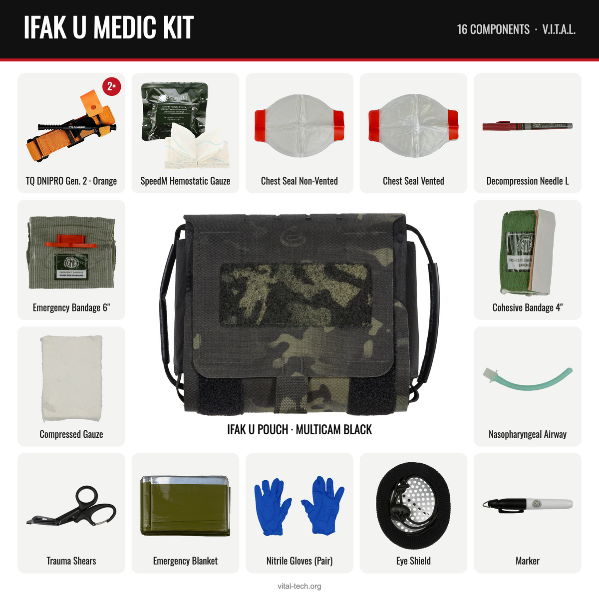 IFAK U MEDIC KIT – Multicam Black / TQ Orange